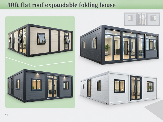 I-30ft Flat Roof Enwebekayo I-Prefab Villa eneWindows Large | I-Portable Modular Living House